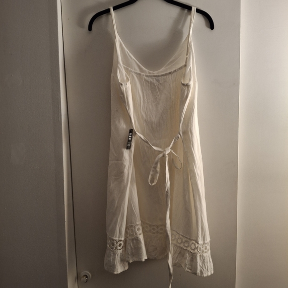 Express Women's White Eyelet With Button Detail Sundress - Picture 2 of 8